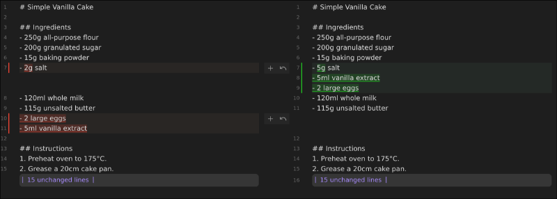 Split Diff View with buttons
